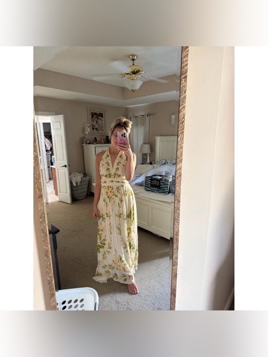FARM Rio Dresses & Skirts - Farm Rio‎ V Neck Floral Chiffon Maxi Dress Halter Tropical Small Vacation